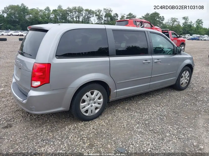 2014 Dodge Grand Caravan Se VIN: 2C4RDGBG2ER103108 Lot: 45685598