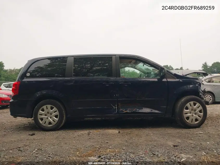 2015 Dodge Grand Caravan Se VIN: 2C4RDGBG2FR689259 Lot: 45630422