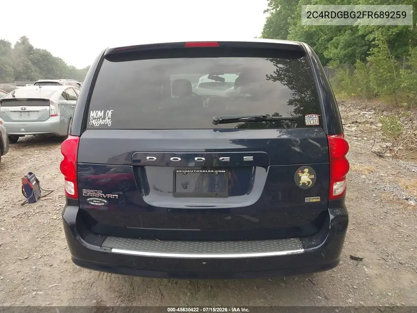 2015 Dodge Grand Caravan Se VIN: 2C4RDGBG2FR689259 Lot: 45630422