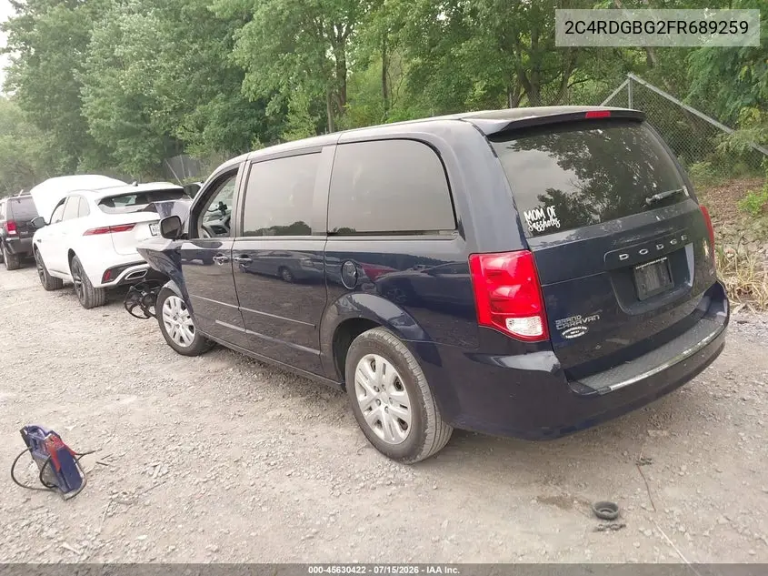 2015 Dodge Grand Caravan Se VIN: 2C4RDGBG2FR689259 Lot: 45630422