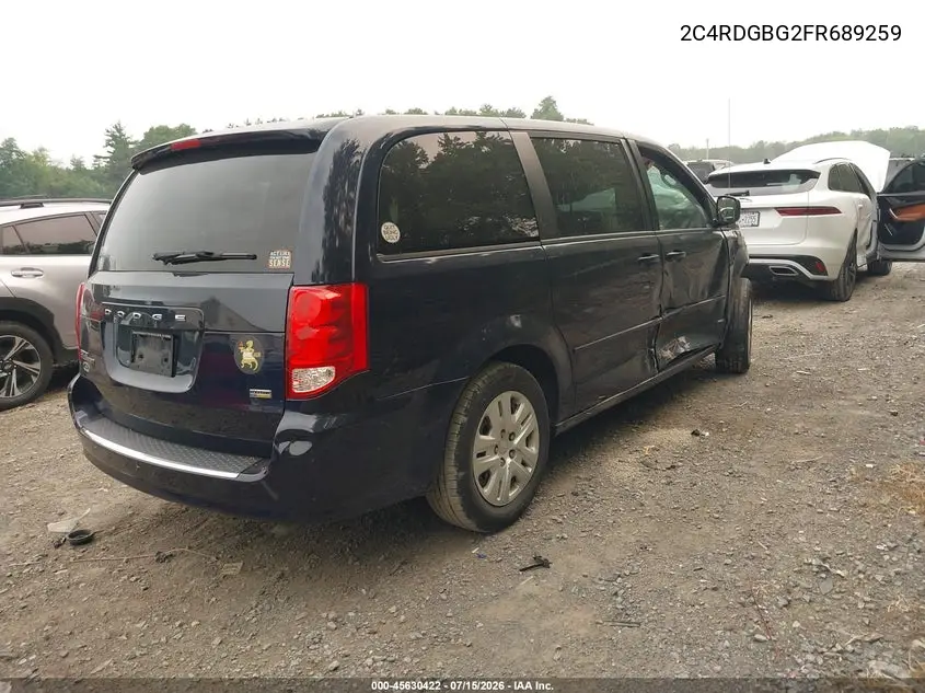 2015 Dodge Grand Caravan Se VIN: 2C4RDGBG2FR689259 Lot: 45630422