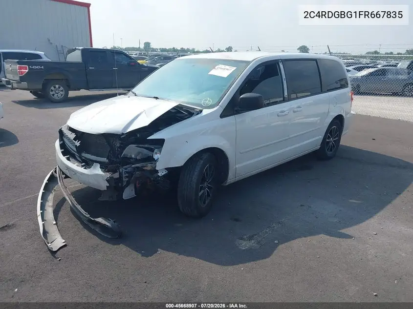 2015 Dodge Grand Caravan Se VIN: 2C4RDGBG1FR667835 Lot: 45668907
