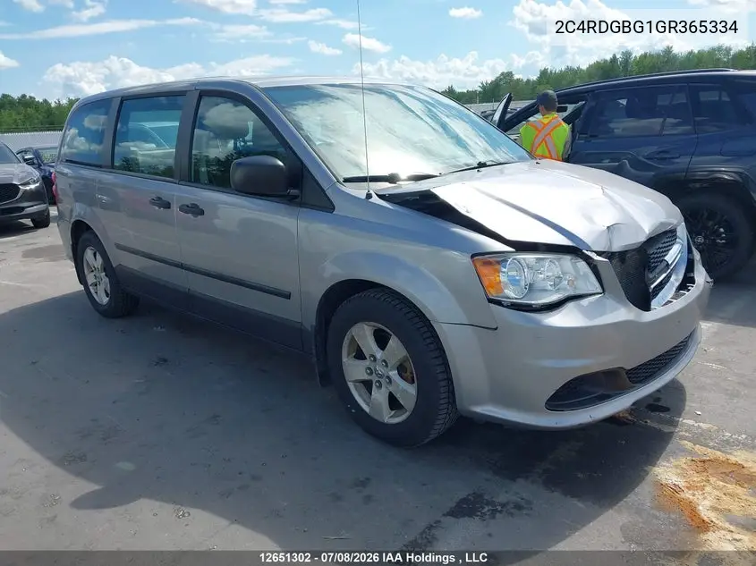 2016 Dodge Grand Caravan VIN: 2C4RDGBG1GR365334 Lot: 12651302