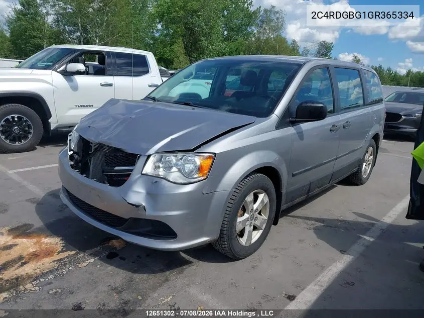 2016 Dodge Grand Caravan VIN: 2C4RDGBG1GR365334 Lot: 12651302