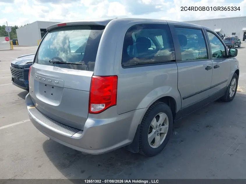 2016 Dodge Grand Caravan VIN: 2C4RDGBG1GR365334 Lot: 12651302