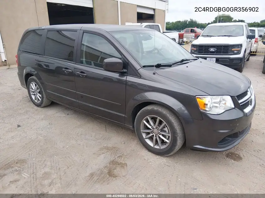 2016 Dodge Grand Caravan Se Plus VIN: 2C4RDGBG0GR356902 Lot: 45298502