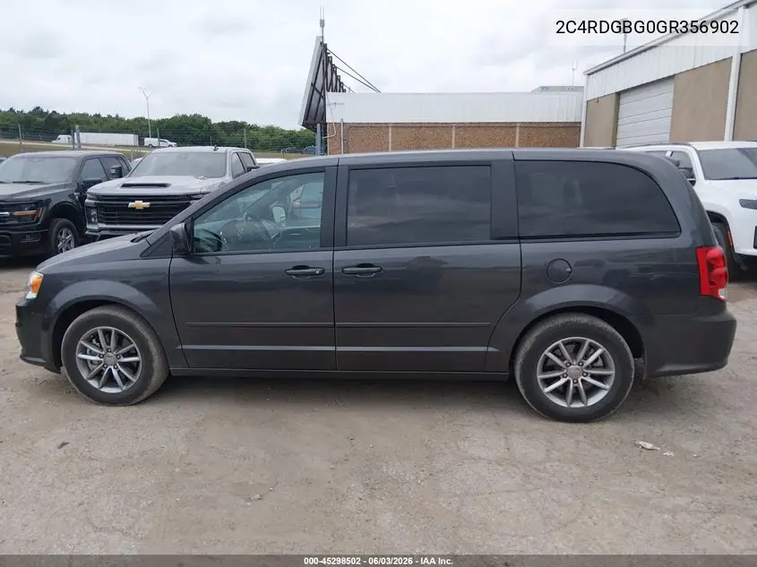 2016 Dodge Grand Caravan Se Plus VIN: 2C4RDGBG0GR356902 Lot: 45298502