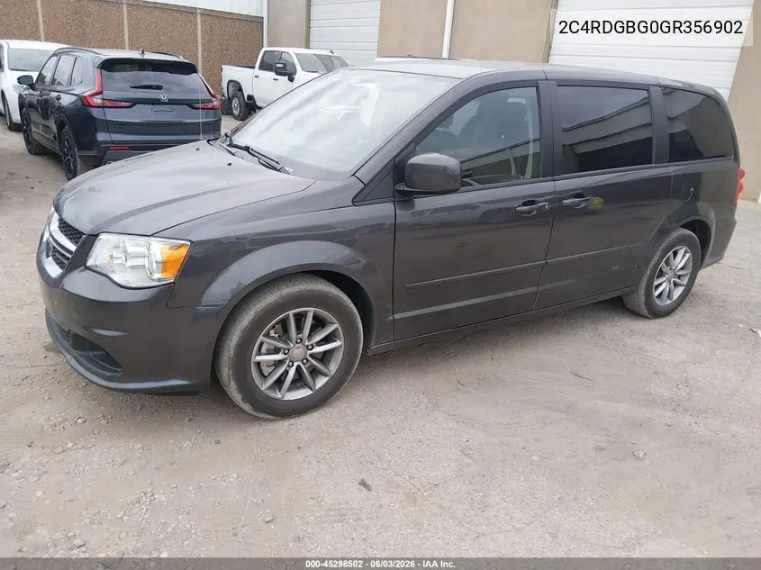 2016 Dodge Grand Caravan Se Plus VIN: 2C4RDGBG0GR356902 Lot: 45298502