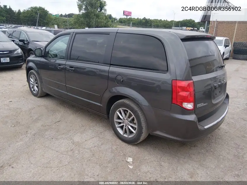 2016 Dodge Grand Caravan Se Plus VIN: 2C4RDGBG0GR356902 Lot: 45298502