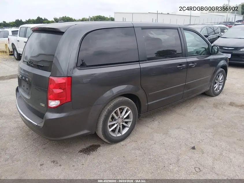 2016 Dodge Grand Caravan Se Plus VIN: 2C4RDGBG0GR356902 Lot: 45298502