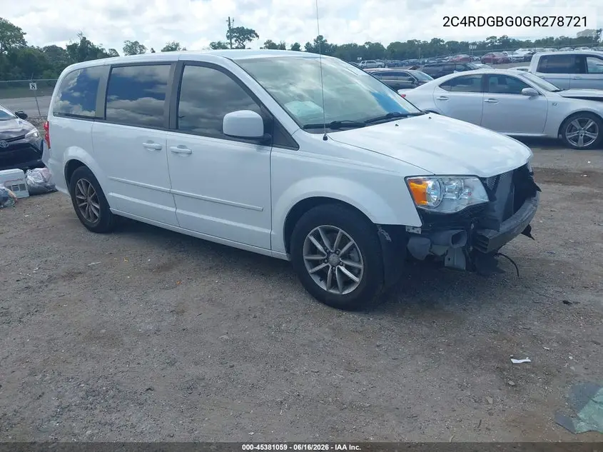 2016 Dodge Grand Caravan Se Plus VIN: 2C4RDGBG0GR278721 Lot: 45381059