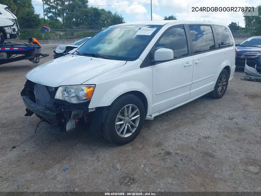 2016 Dodge Grand Caravan Se Plus VIN: 2C4RDGBG0GR278721 Lot: 45381059