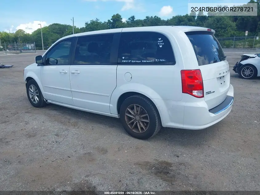 2016 Dodge Grand Caravan Se Plus VIN: 2C4RDGBG0GR278721 Lot: 45381059