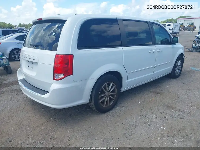 2016 Dodge Grand Caravan Se Plus VIN: 2C4RDGBG0GR278721 Lot: 45381059