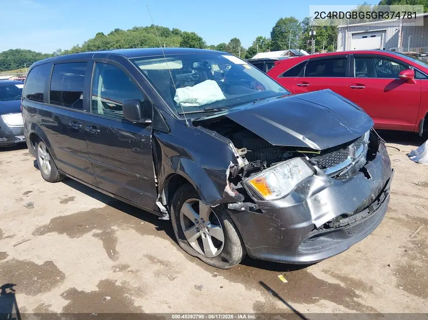 2016 Dodge Grand Caravan Se VIN: 2C4RDGBG5GR374781 Lot: 45392798