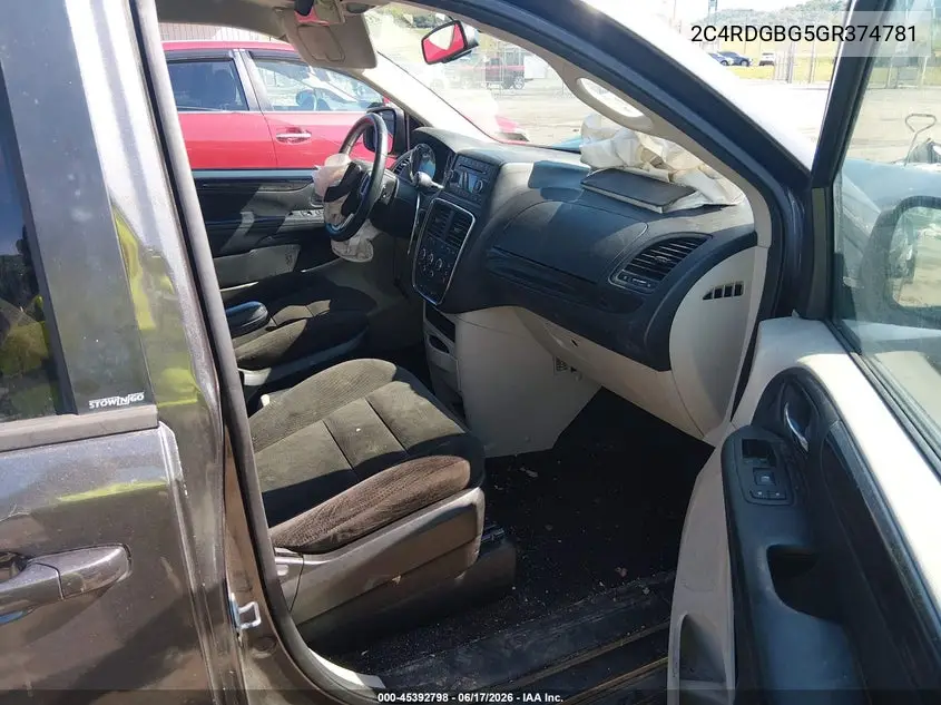2016 Dodge Grand Caravan Se VIN: 2C4RDGBG5GR374781 Lot: 45392798