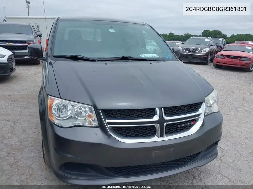 2016 Dodge Grand Caravan Se Plus VIN: 2C4RDGBG8GR361801 Lot: 45433194