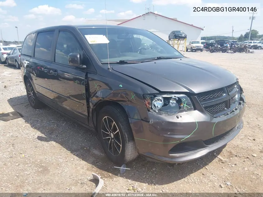 2016 Dodge Grand Caravan Se Plus VIN: 2C4RDGBG1GR400146 Lot: 45616752