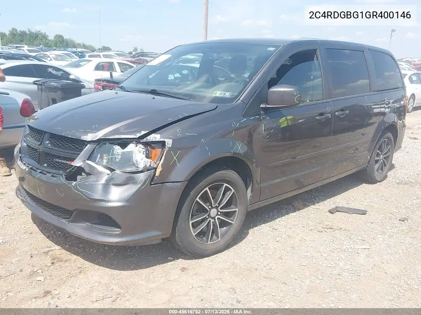 2016 Dodge Grand Caravan Se Plus VIN: 2C4RDGBG1GR400146 Lot: 45616752