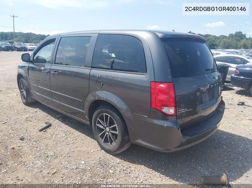2016 Dodge Grand Caravan Se Plus VIN: 2C4RDGBG1GR400146 Lot: 45616752