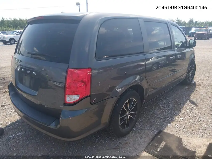 2016 Dodge Grand Caravan Se Plus VIN: 2C4RDGBG1GR400146 Lot: 45616752
