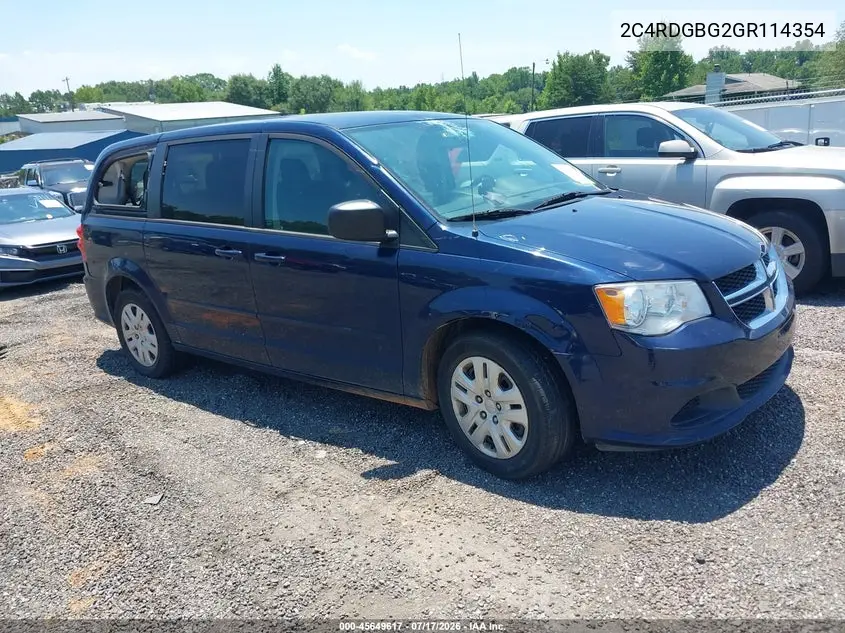 2016 Dodge Grand Caravan Se VIN: 2C4RDGBG2GR114354 Lot: 45649617
