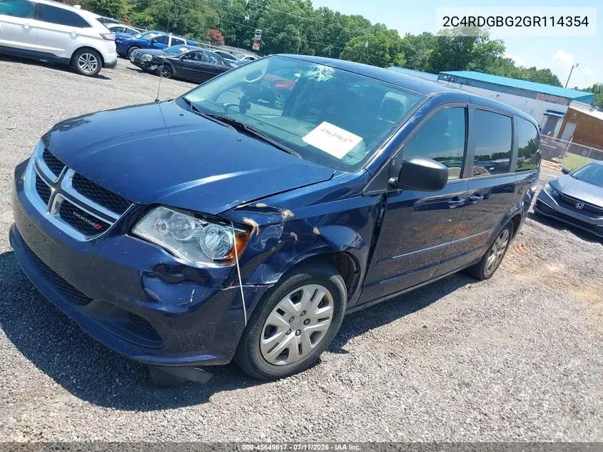 2016 Dodge Grand Caravan Se VIN: 2C4RDGBG2GR114354 Lot: 45649617
