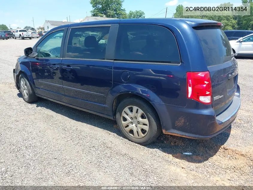 2016 Dodge Grand Caravan Se VIN: 2C4RDGBG2GR114354 Lot: 45649617