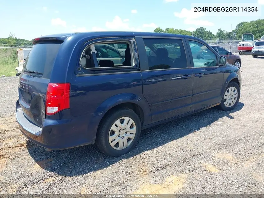 2016 Dodge Grand Caravan Se VIN: 2C4RDGBG2GR114354 Lot: 45649617