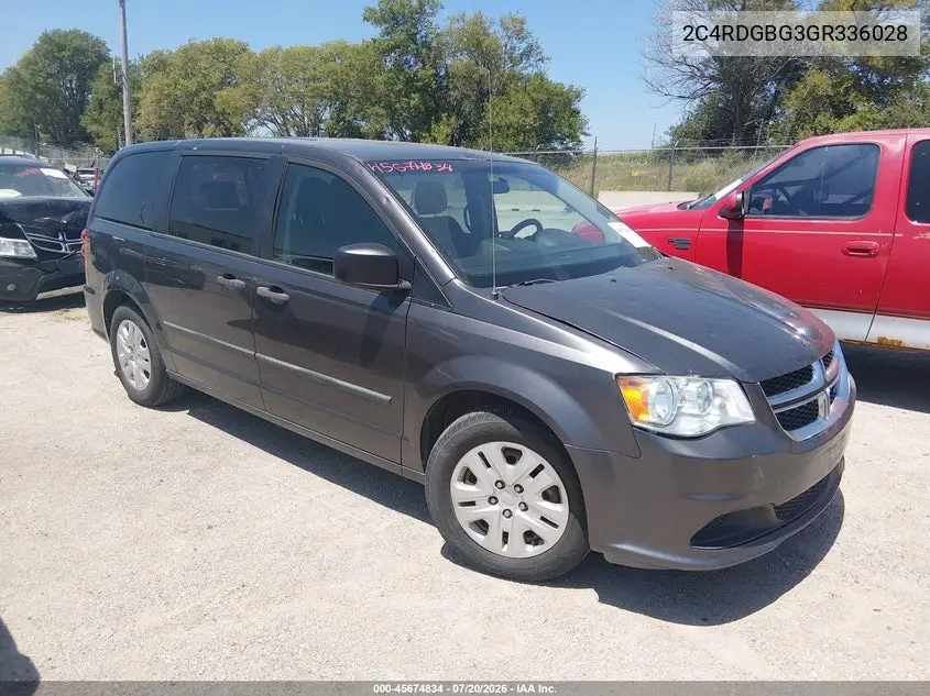 2016 Dodge Grand Caravan American Value Pkg VIN: 2C4RDGBG3GR336028 Lot: 45674834