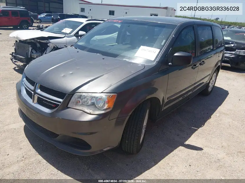 2016 Dodge Grand Caravan American Value Pkg VIN: 2C4RDGBG3GR336028 Lot: 45674834