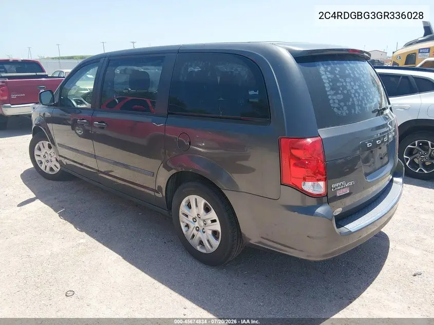 2016 Dodge Grand Caravan American Value Pkg VIN: 2C4RDGBG3GR336028 Lot: 45674834