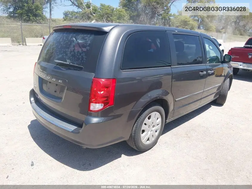 2016 Dodge Grand Caravan American Value Pkg VIN: 2C4RDGBG3GR336028 Lot: 45674834