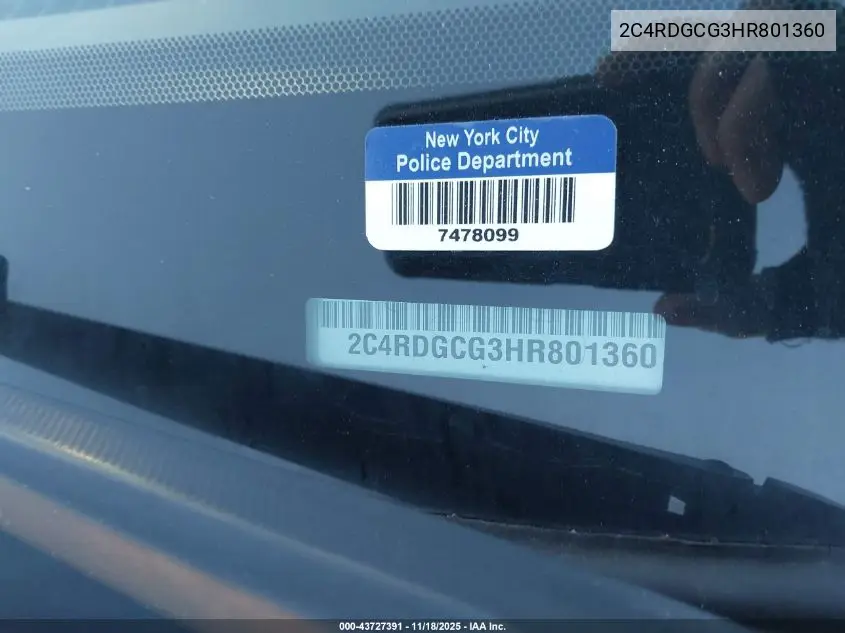 2C4RDGCG3HR801360 2017 Dodge Grand Caravan Sxt