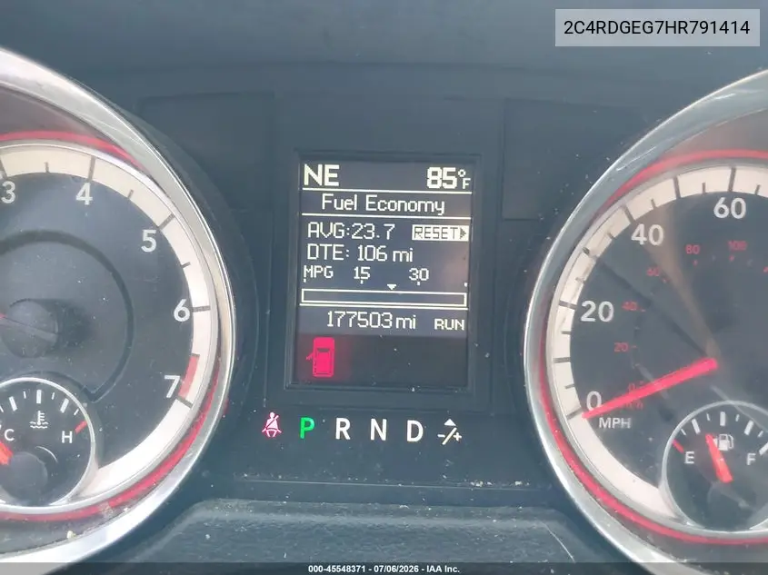 2017 Dodge Grand Caravan Gt VIN: 2C4RDGEG7HR791414 Lot: 45548371