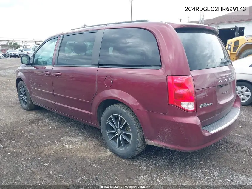 2017 Dodge Grand Caravan Gt VIN: 2C4RDGEG2HR699143 Lot: 45662542