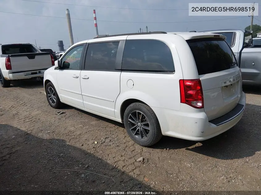 2017 Dodge Grand Caravan Gt VIN: 2C4RDGEG5HR698519 Lot: 45678365