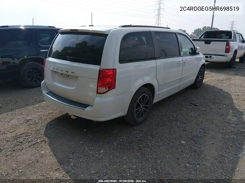 2017 Dodge Grand Caravan Gt VIN: 2C4RDGEG5HR698519 Lot: 45678365