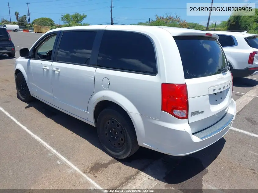 2C4RDGBGXJR339905 2018 Dodge Grand Caravan Se