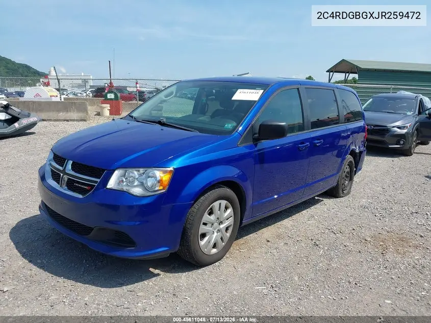 2018 Dodge Grand Caravan Se VIN: 2C4RDGBGXJR259472 Lot: 45611048
