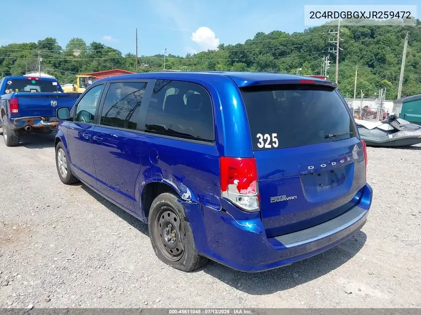 2018 Dodge Grand Caravan Se VIN: 2C4RDGBGXJR259472 Lot: 45611048