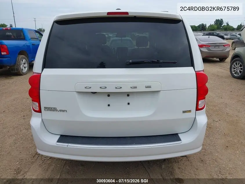 2019 Dodge Grand Caravan Se VIN: 2C4RDGBG2KR675789 Lot: 30093604