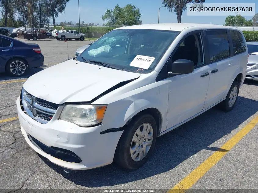 2C4RDGBGXKR547638 2019 Dodge Grand Caravan Se