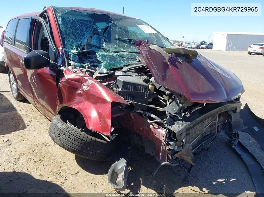 2019 Dodge Grand Caravan Se VIN: 2C4RDGBG4KR729965 Lot: 45321787