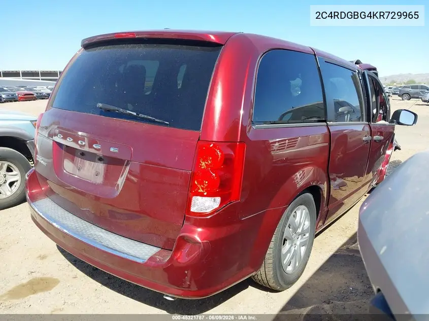 2019 Dodge Grand Caravan Se VIN: 2C4RDGBG4KR729965 Lot: 45321787