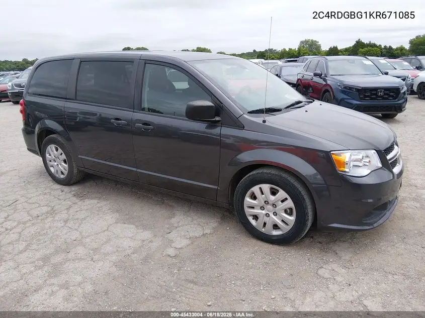 2019 Dodge Grand Caravan Se VIN: 2C4RDGBG1KR671085 Lot: 45433004