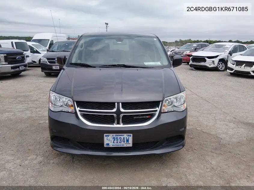 2019 Dodge Grand Caravan Se VIN: 2C4RDGBG1KR671085 Lot: 45433004