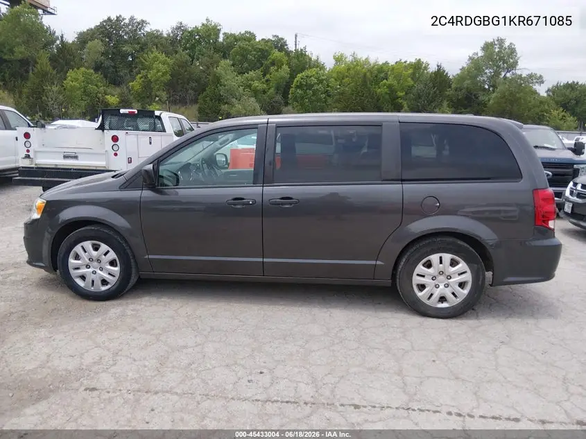 2019 Dodge Grand Caravan Se VIN: 2C4RDGBG1KR671085 Lot: 45433004