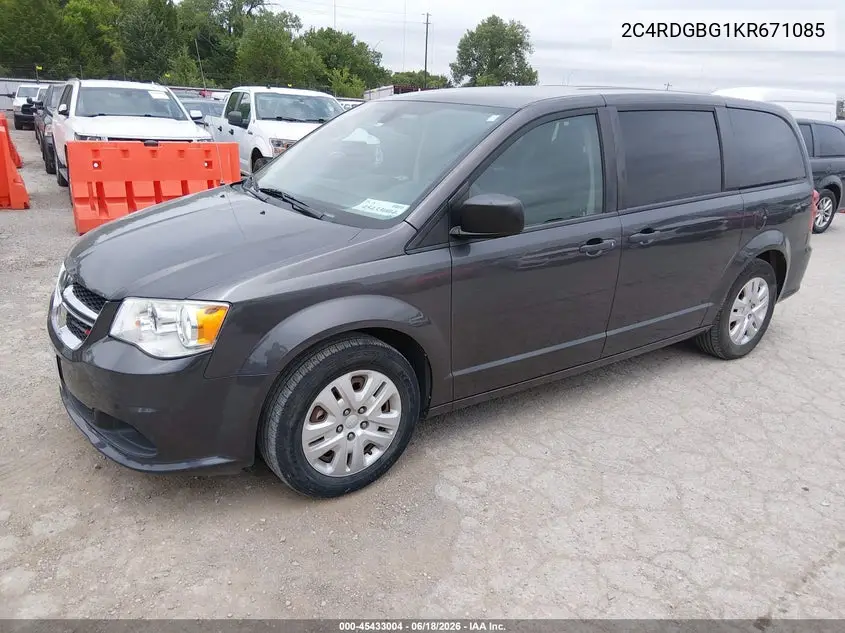 2019 Dodge Grand Caravan Se VIN: 2C4RDGBG1KR671085 Lot: 45433004