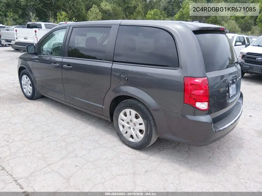 2019 Dodge Grand Caravan Se VIN: 2C4RDGBG1KR671085 Lot: 45433004